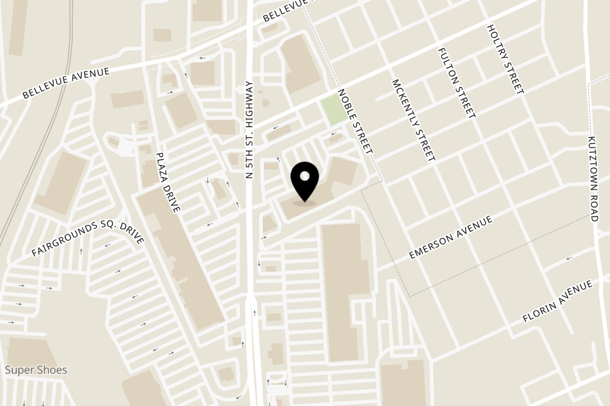 Map showing the location of Sizzling Bites Reading, Pennsylvania, USA on 3225 N 5th Street Hwy Suite 4 in Reading